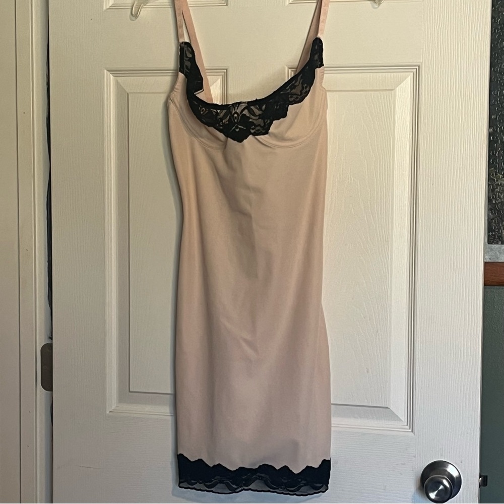 Body slimmer by Nancy Ganz 34B nude slip dress with bra cups shapewear